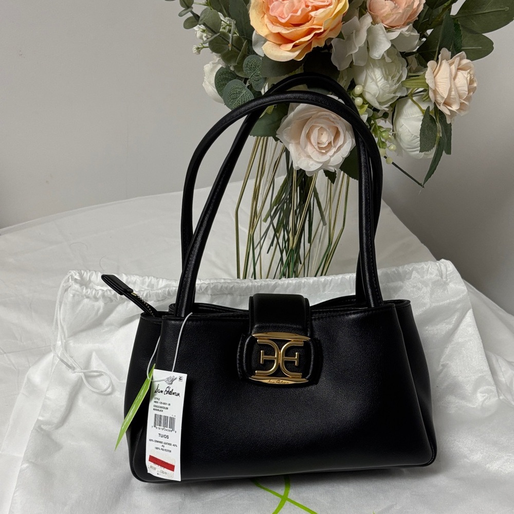 Sam Edelman Black Shoulder Bag with Gold Buckle